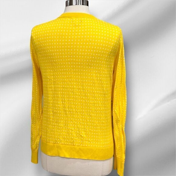 J.Crew Women’s Polka Dot Caryn Cardigan Sweater in Size Large in Yellow/White - Picture 4 of 9